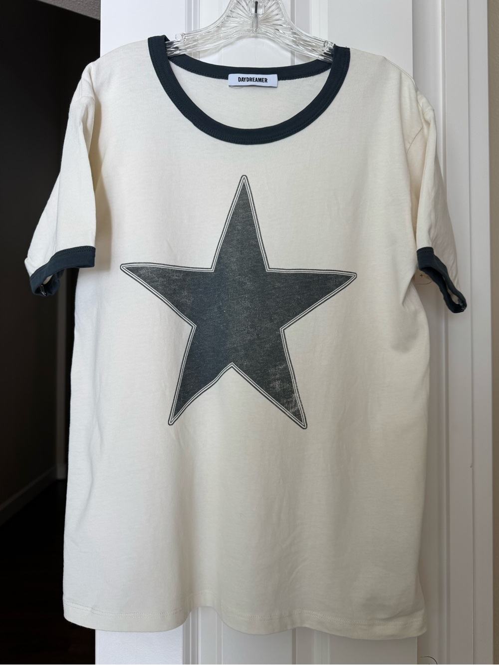 Daydreamer Cream Tee with Black Star and Trim